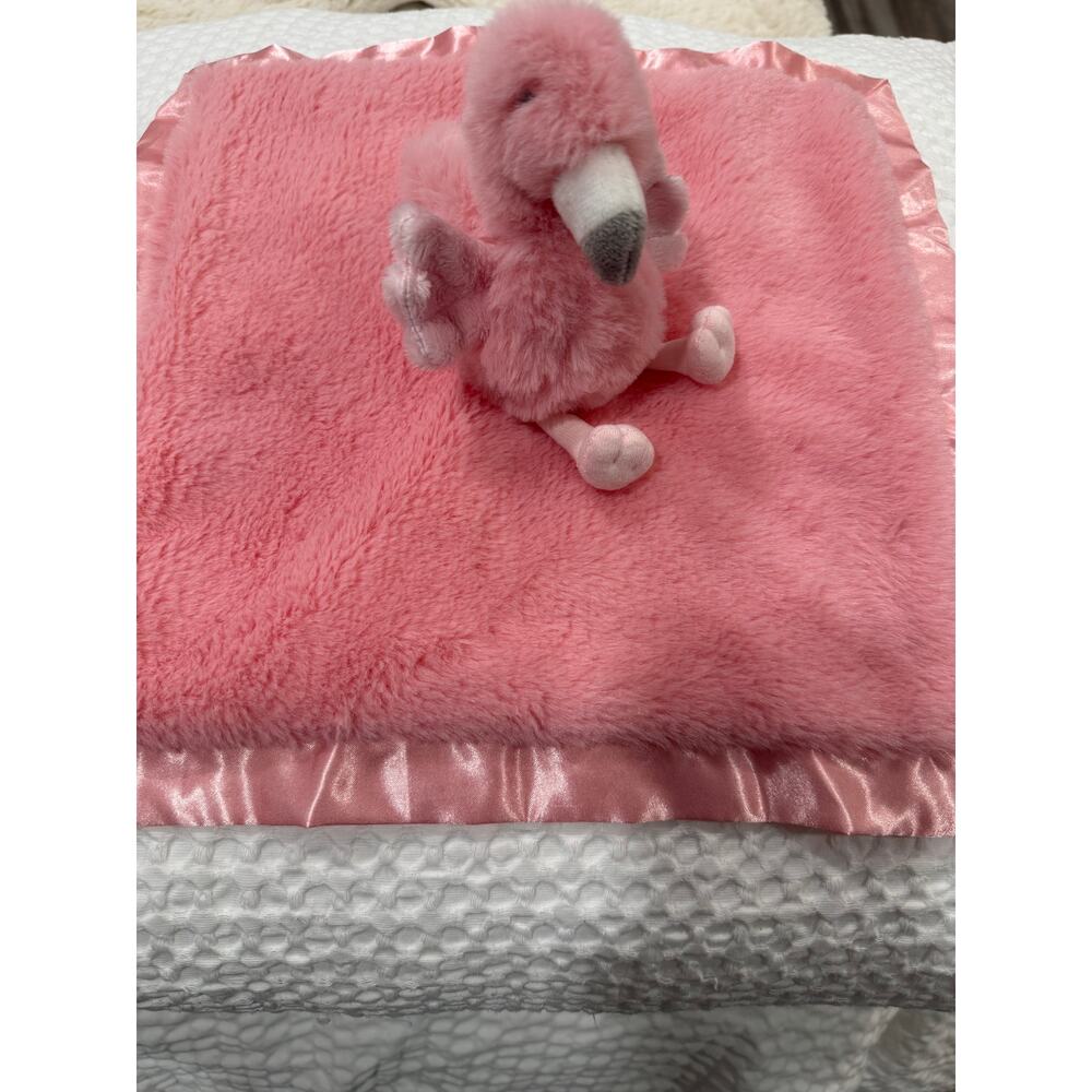 Cloud Island Flamingo Lovey Pink Security Blanket Satin Trim 14" Square Baby